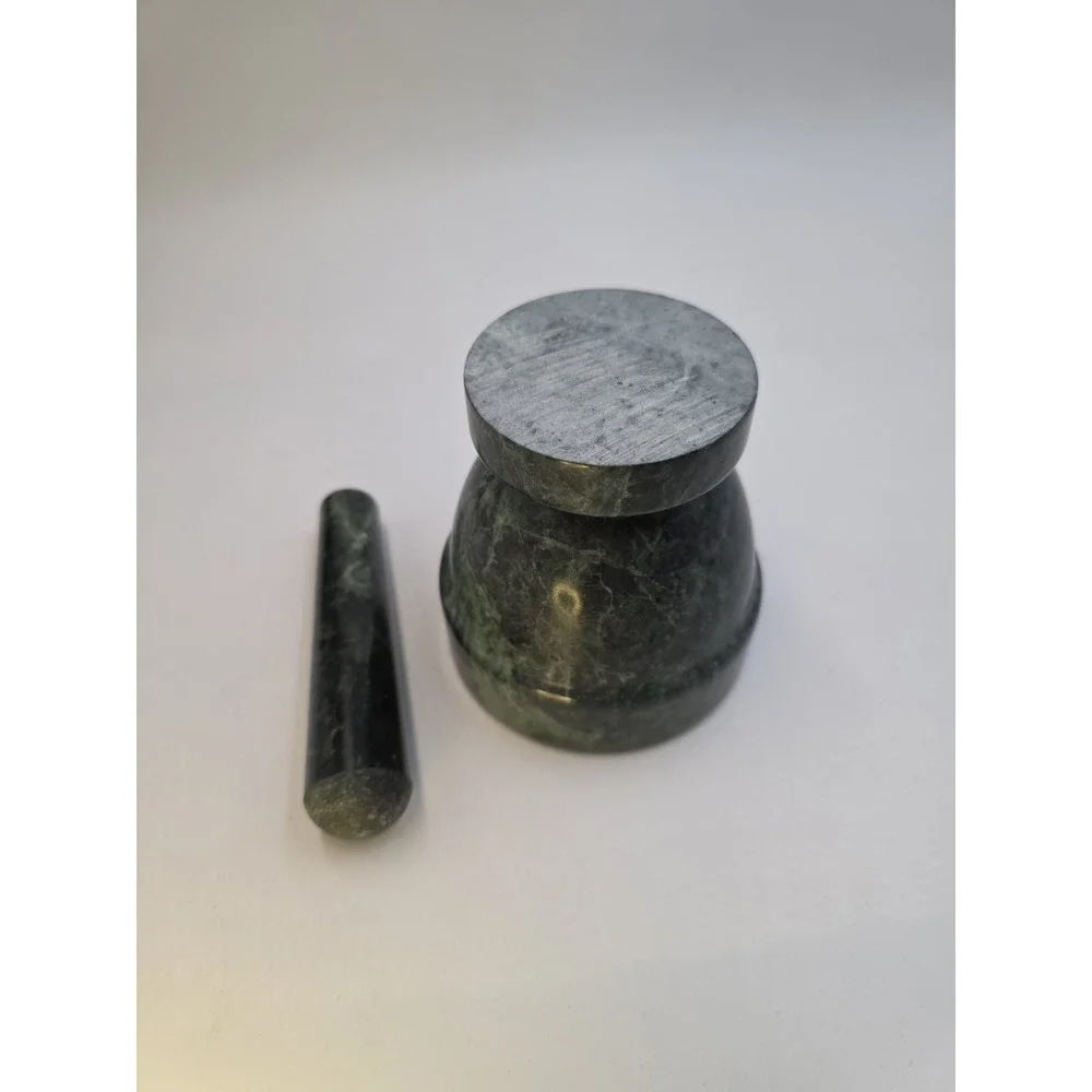 Green Marble Mortar and Pestle 4in Bowl Herb Spice‎ Grinder Stone Kitchen Decor